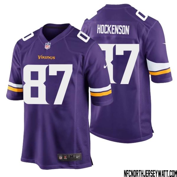 T.j. Hockenson No 87 Minnesota Vikings Game Jersey Court Purple For Mens – Replica