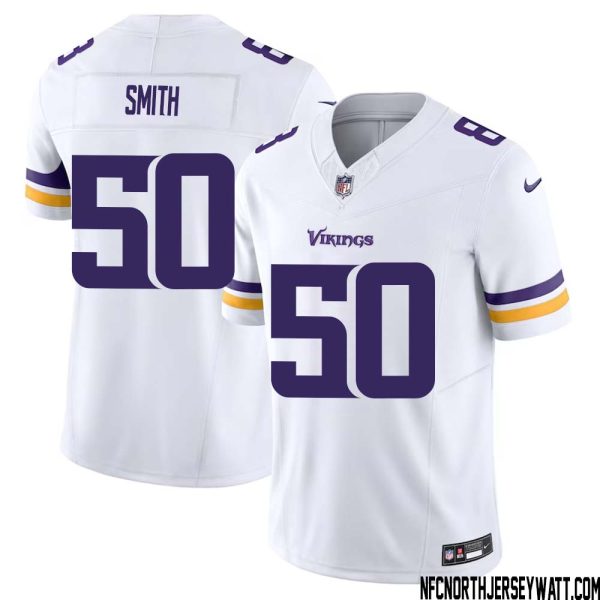 T.j. Smith No 50 Men White Minnesota Vikings Vapor F.u.s.e. Limited Jersey- Replica