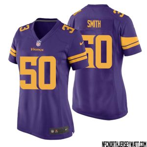 T.J. Smith No 50 Women Purple Minnesota Vikings Alternate Game Jersey – Replica