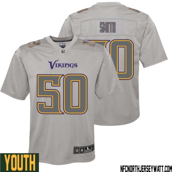 T.j. Smith No 50 Youth Gray Minnesota Vikings Atmosphere Fashion Game Jersey – Replica