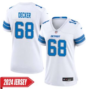 Taylor Decker No 68 Woman’s Detroit Lions Away Game 2024 Jersey – White
