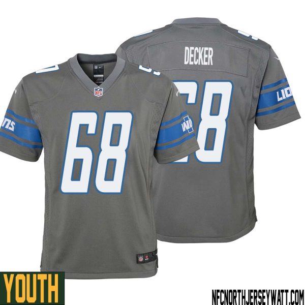 Taylor Decker No 68 Youth Gray Detroit Lions Player Alternate Game Jersey – Replica