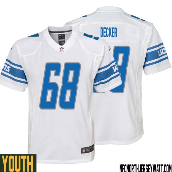 Taylor Decker No 68 Youth White Detroit Lions Player Away Game Jersey – Replica
