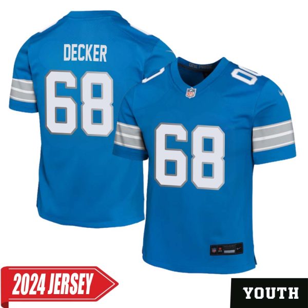 Taylor Decker No 68 Youth’S Detroit Lions Home Game 2024 Jersey – Blue