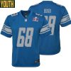 Taylor Decker No 68 Youths Custom Gray Detroit Lions Alternate Super Bowl Lviii Game Jersey