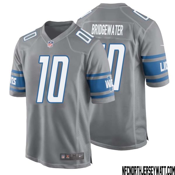 Teddy Bridgewater No 10 Men Gray Detroit Lions Player Alternate Game Jersey – Replica