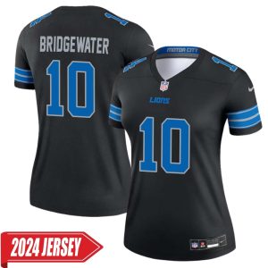 Teddy Bridgewater No 10 Woman’s Detroit Lions 2nd Alternate Vapor F.U.S.E. Limited 2024 Jersey – Black