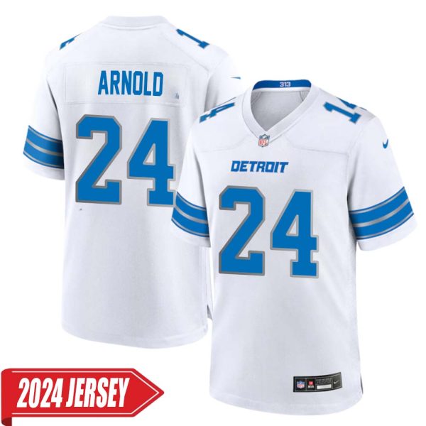 Terrion Arnold No 24 Men’S Detroit Lions Away Game 2024 Jersey – White
