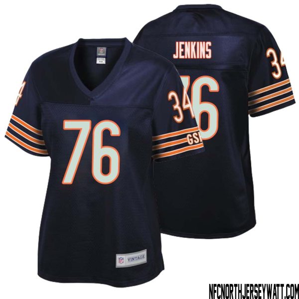 Teven Jenkins No 76 Women Nfl Pro Line Navy Chicago Bears Retired Player Replica Jersey