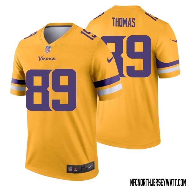 Thayer Thomas No 89 Men Minnesota Vikings Gold Inverted Legend Jersey – Replica