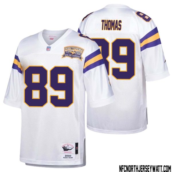 Thayer Thomas No 89 Men Mitchell & Ness White Minnesota Vikings Authentic Throwback Retired Player Jersey- Replica