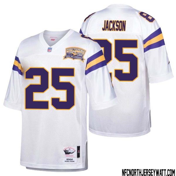 Theo Jackson No 25 Men Mitchell & Ness White Minnesota Vikings Authentic Throwback Retired Player Jersey- Replica