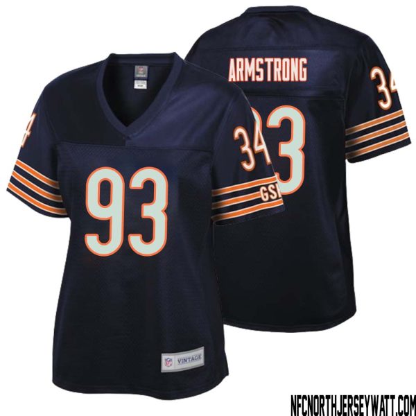 Trace Armstrong No 93 Women Nfl Pro Line Navy Chicago Bears Retired Player Replica Jersey