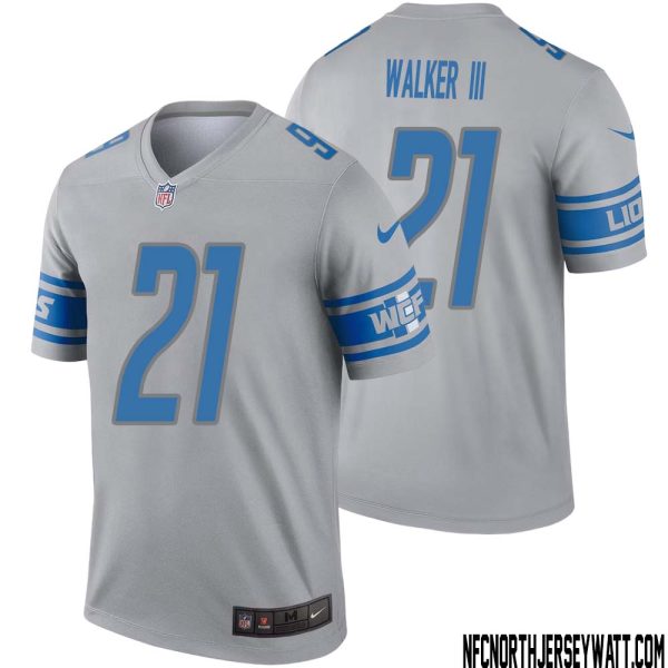 Tracy Walker Iii No 21 Men Gray Detroit Lions Inverted Legend Jersey – Replica