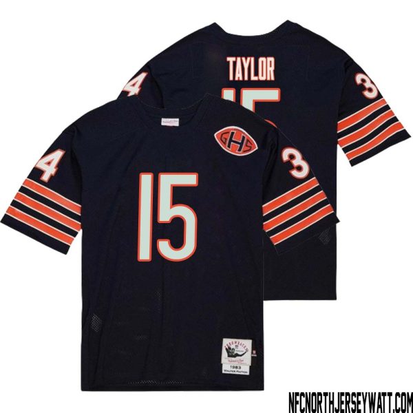 Trent Taylor No 15 Men Mitchell & Ness Navy Chicago Bears 2004 Authentic Throwback Retired Player Jersey – Replica
