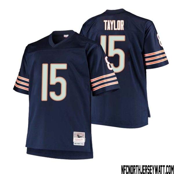 Trent Taylor No 15 Men Mitchell & Ness Navy Chicago Bears Big & Tall 1985 Retired Player Replica Jersey
