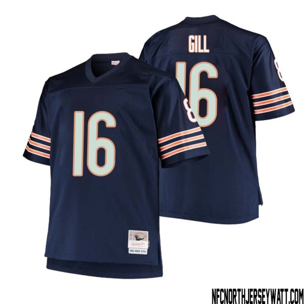Trenton Gill No 16 Men Mitchell & Ness Navy Chicago Bears Big & Tall 1985 Retired Player Replica Jersey