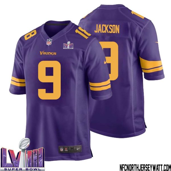 Trishton Jackson No 9 Minnesota Vikings Super Bowl Lviii Alternate Game Jersey Purple For Men – Replica