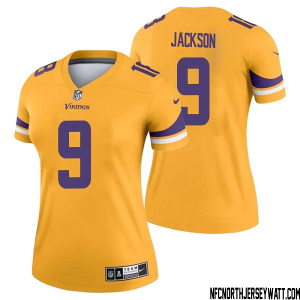 Trishton Jackson No 9 Women Minnesota Vikings Gold Inverted Legend Jersey – Replica