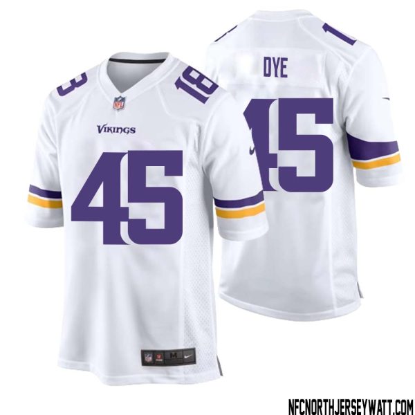 Troy Dye No 45 Men White Minnesota Vikings Game Player Away Jersey – Replica