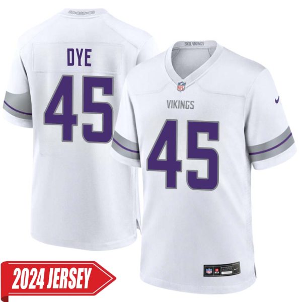 Troy Dye No 45 Men’S Minnesota Vikings White Alternate Custom Game 2024 Jersey
