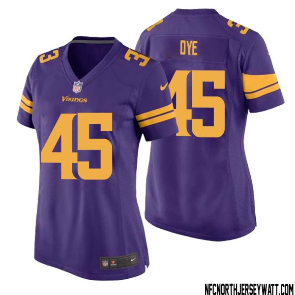Troy Dye No 45 Women Purple Minnesota Vikings Alternate Game Jersey – Replica