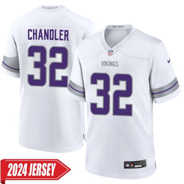 Ty Chandler No 32 Men’S Minnesota Vikings White Alternate Custom Game 2024 Jersey