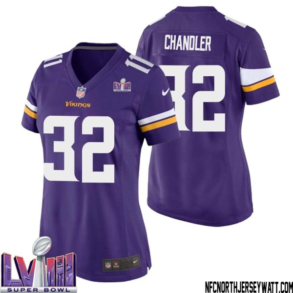 Ty Chandler No 32 Minnesota Vikings Super Bowl Lviii Home Game Jersey Court Purple For Women – Replica