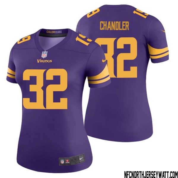 Ty Chandler No 32 Women Purple Minnesota Vikings Color Rush Vapor Untouchable Limited Jersey- Replica