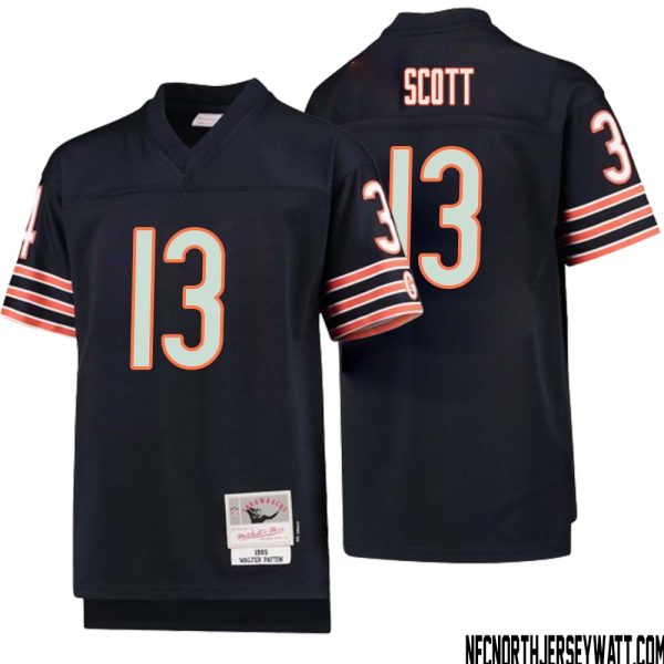 Tyler Scott No 13 Youth Mitchell & Ness Navy Chicago Bears 1985 Legacy Retired Player Jersey – Replica