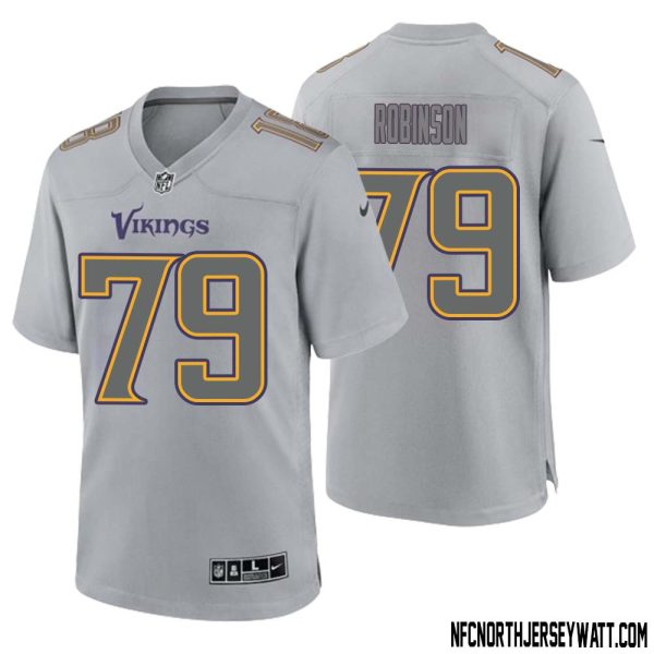 Tyrese Robinson No 79 Men Gray Minnesota Vikings Atmosphere Fashion Game Jersey – Replica