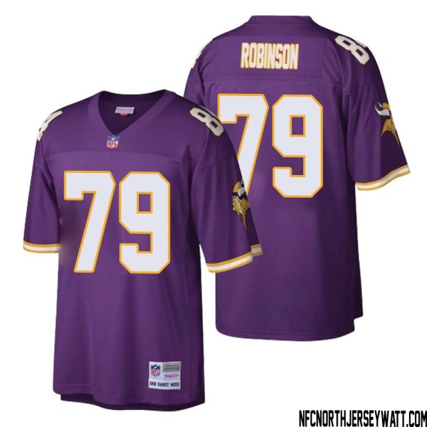 Tyrese Robinson No 79 Men Mitchell & Ness Purple Minnesota Vikings Retired Player Legacy Replica Jersey