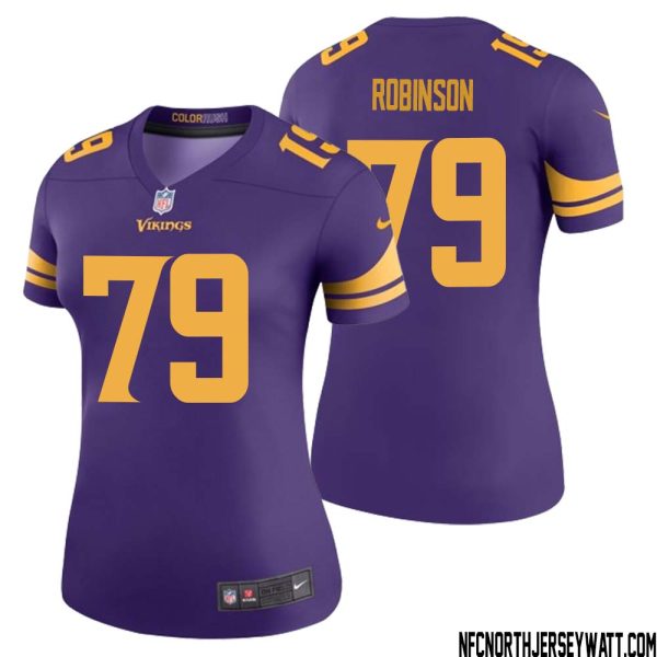 Tyrese Robinson No 79 Women Purple Minnesota Vikings Color Rush Vapor Untouchable Limited Jersey- Replica