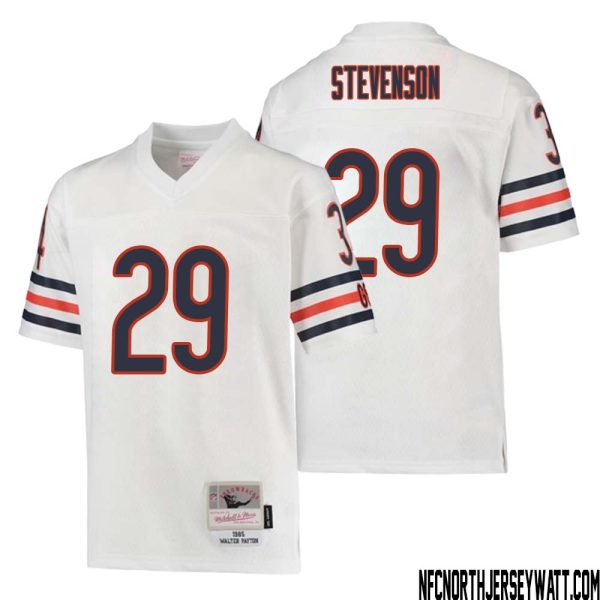 Tyrique Stevenson No 29 Youth Mitchell & Ness White Chicago Bears 1985 Retired Player Legacy Jersey – Replica