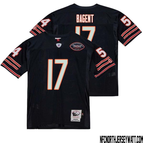 Tyson Bagent No 17 Men Mitchell & Ness Dark Navy Chicago Bears 2004 Authentic Throwback Retired Player Jersey – Replica