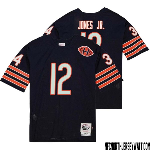 Velus Jones Jr. No 12 Men Mitchell & Ness Navy Chicago Bears 2004 Authentic Throwback Retired Player Jersey – Replica
