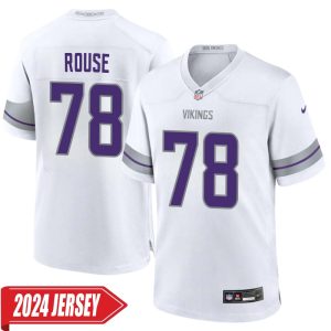 Walter Rouse No 78 Men’s Minnesota Vikings White Alternate Custom Game 2024 Jersey