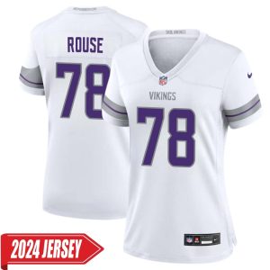 Walter Rouse No 78 Woman’s Minnesota Vikings White Alternate Custom Game 2024 Jersey