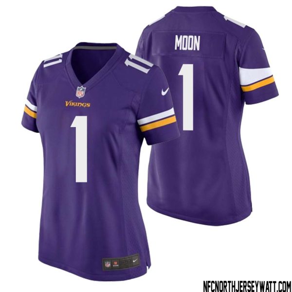 Warren Moon No 1 Minnesota Vikings Game Jersey Court Purple For Womens – Replica