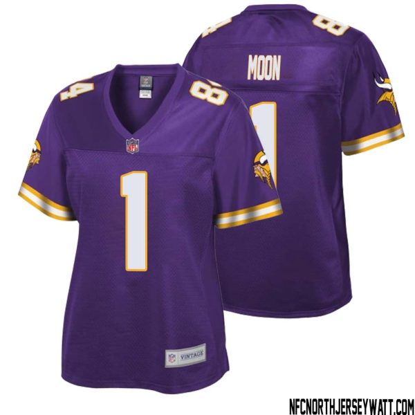 Warren Moon No 1 Women Nfl Pro Line Purple Minnesota Vikings Retired Player Replica Jersey