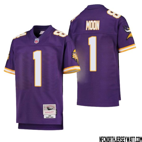 Warren Moon No 1 Youth Mitchell & Ness Purple Minnesota Vikings 1998 Legacy Retired Player Jersey- Replica
