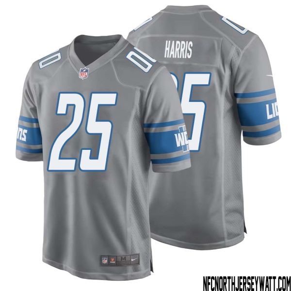Will Harris No 25 Men Gray Detroit Lions Player Alternate Game Jersey – Replica