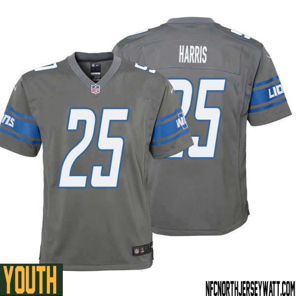 Will Harris No 25 Youth Gray Detroit Lions Player Alternate Game Jersey – Replica