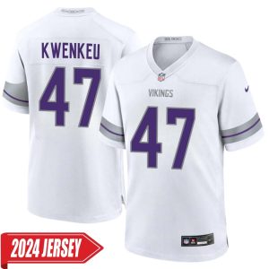 William Kwenkeu No 47 Men’s Minnesota Vikings White Alternate Custom Game 2024 Jersey