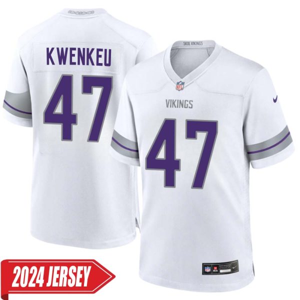 William Kwenkeu No 47 Men’S Minnesota Vikings White Alternate Custom Game 2024 Jersey