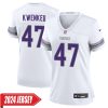 William Kwenkeu No 47 Youth’S Minnesota Vikings White Alternate Custom Game 2024 Jersey