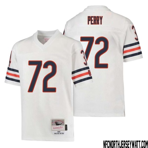 William Perry No 72 Youth Mitchell & Ness White Chicago Bears 1985 Retired Player Legacy Jersey – Replica