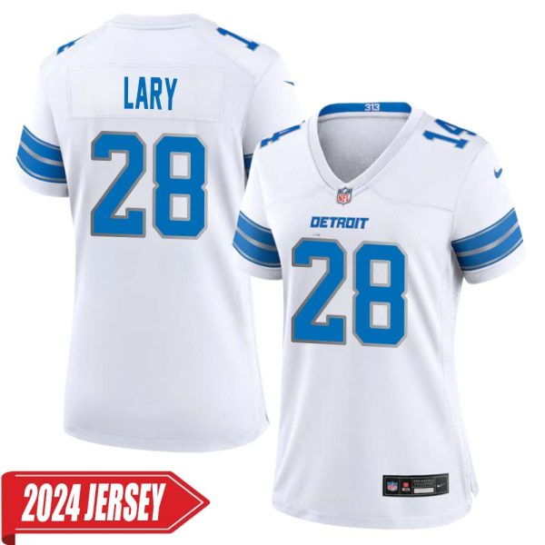 Yale Lary No 28 Woman’S Detroit Lions Away Game 2024 Jersey – White