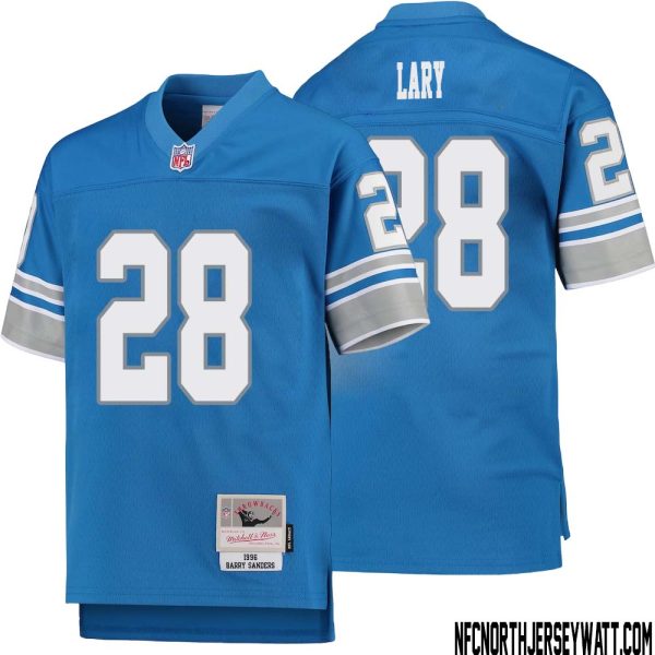 Yale Lary No 28 Youth Mitchell & Ness Blue Detroit Lions 1996 Legacy Retired Player Jersey – Replica
