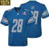 Yale Lary No 28 Youths Custom Gray Detroit Lions Alternate Super Bowl Lviii Game Jersey